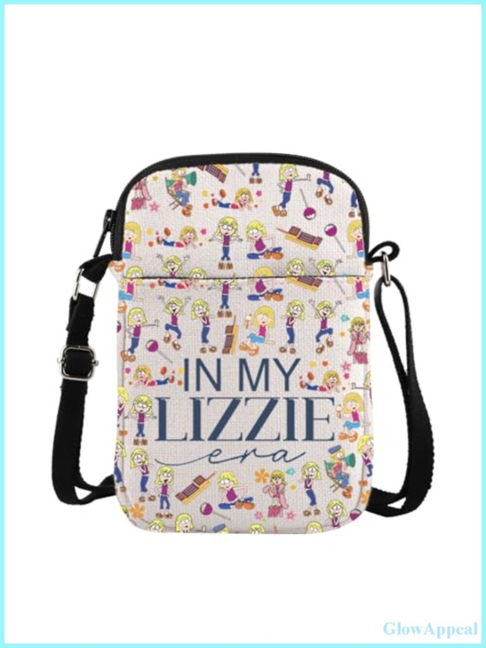 TSOTMO Cartoon Crossbody Bag Canvas Messenger Adjustable Strap Zipper Pockets